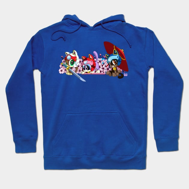 Samurai Pizza Kittens Hoodie by Happy Bitey Snake